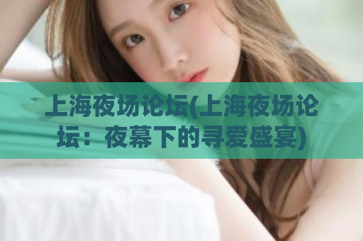 上海夜场论坛(上海夜场论坛：夜幕下的寻爱盛宴)  第1张